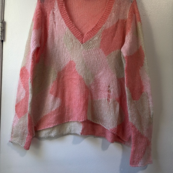 Wooden Ship Camo Distressed V-Neck  Lightweight Flamingo Sz XS - Picture 9 of 10